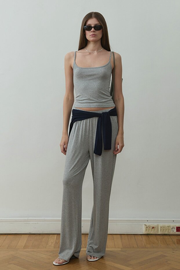 Cosie Gray Elastic Waist Trousers