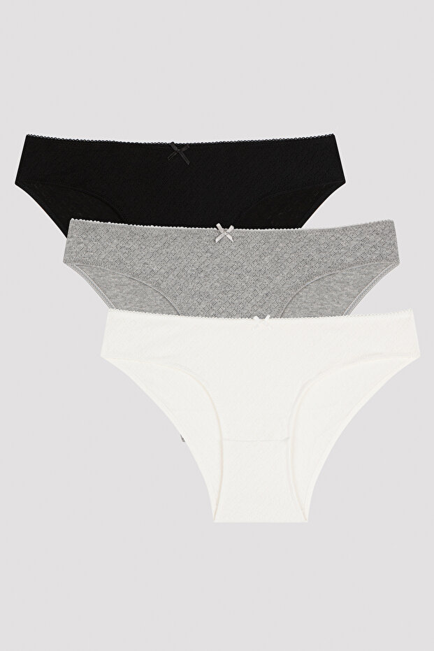 Soft Pointel Basic 3lü Çok Renkli Slip Külot - 1