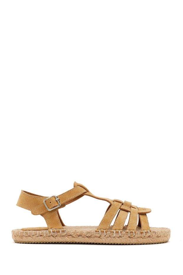 Women's Camel Ankle Buckle Suede Leather Espadrille Sandals 26Sfd206510