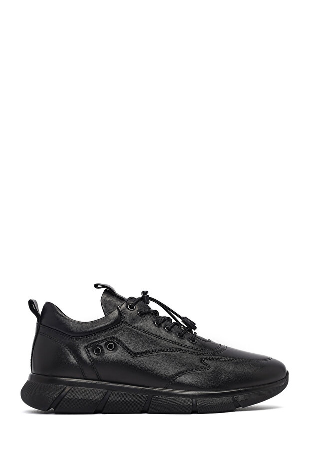 Men's Black Lace-Up Leather Casual Shoes 25Wfd640318