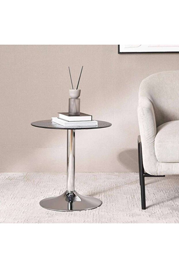 Glassleaf End Table Round 6mm Tempered Glass - Black ~ Black