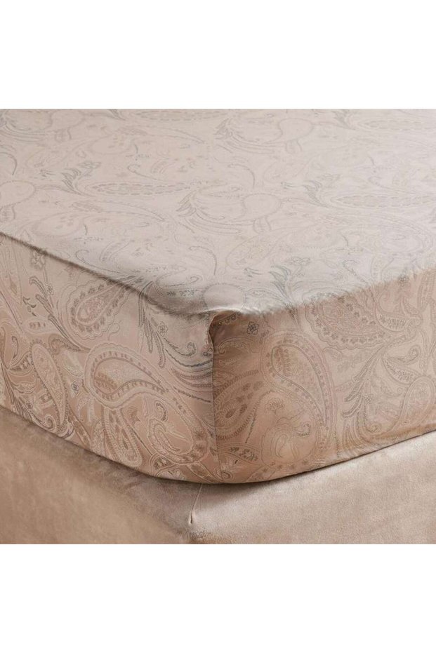 Luxe Meadow Paisley Queen Fitted Sheet 160x200+33cm - Beige
