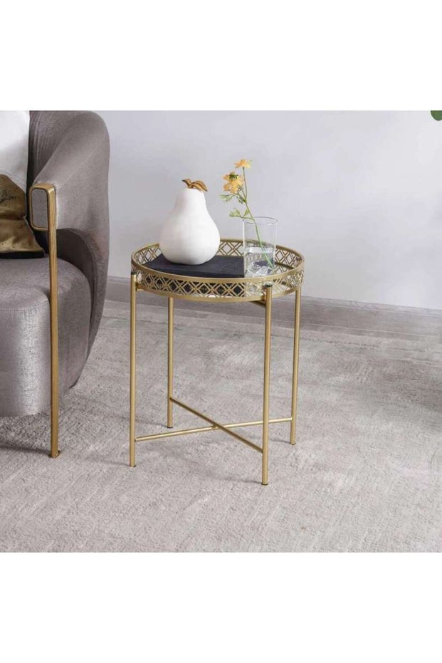 Viggo Metal Decor Stand With Tray 42x42x47cm - Gold