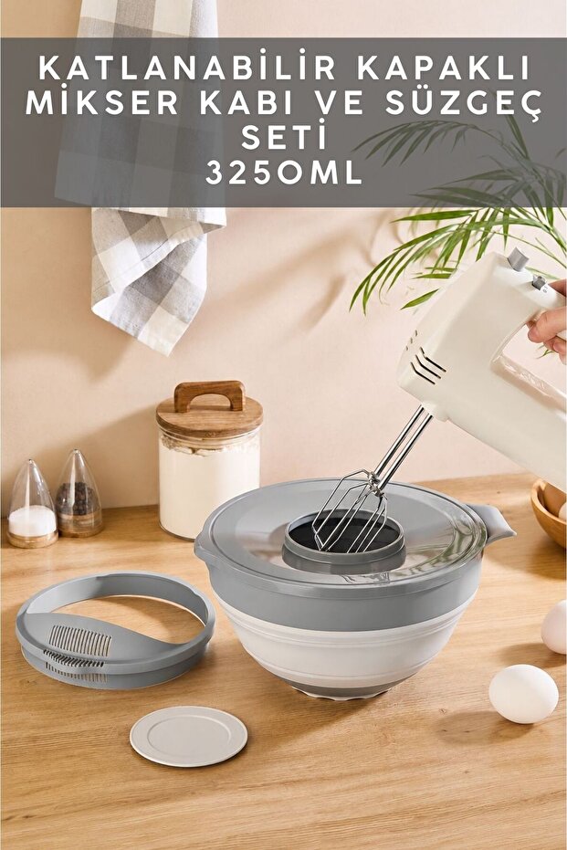 3-in-1 Foldable Mixer Mixing Bowl, Storage Container, Strainer, Basin 4-Piece Kitchen Preparation and Dowry Set