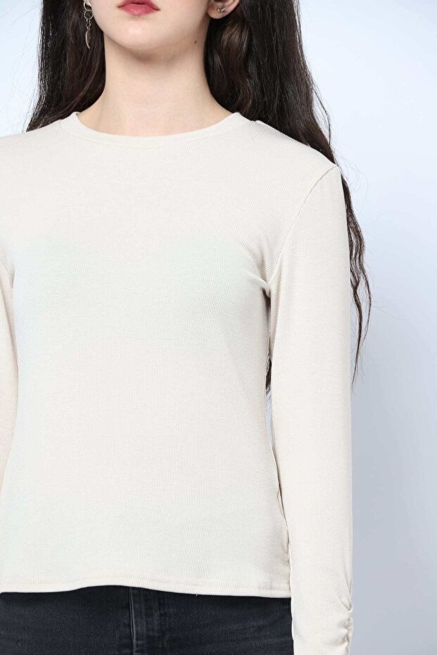 Solid Ribbed Long-Sleeve Top - 2