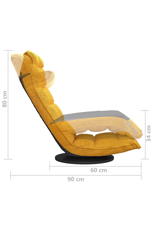 Scaun de podea pivotant, galben muștar, material textil - 8
