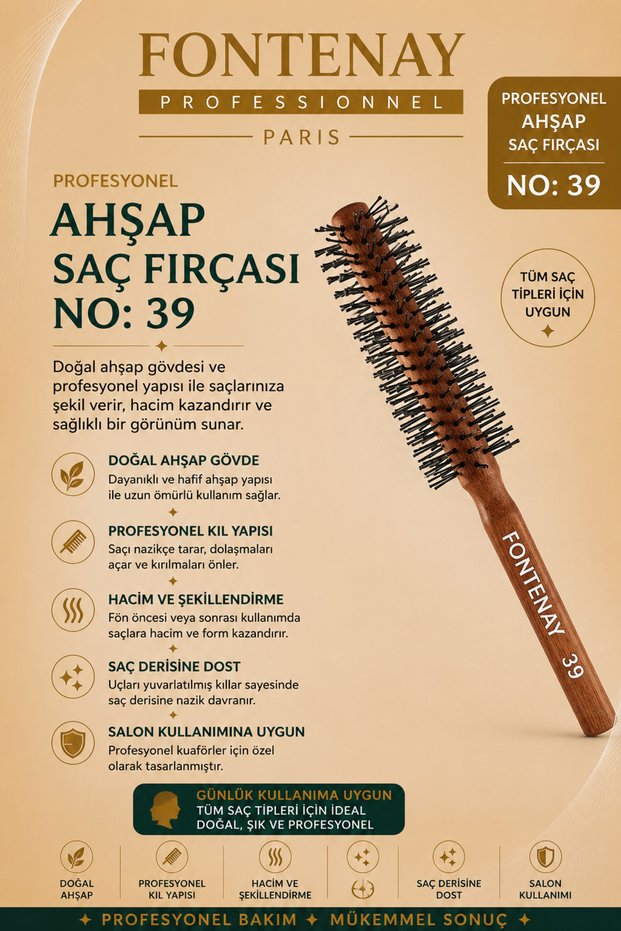 Fontenay Professional Wooden Hair Brush No:39