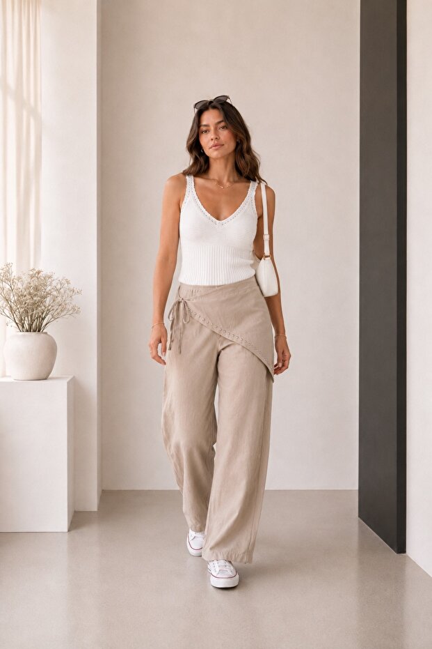 Stylish Pants with Sequin Skirt Detail
