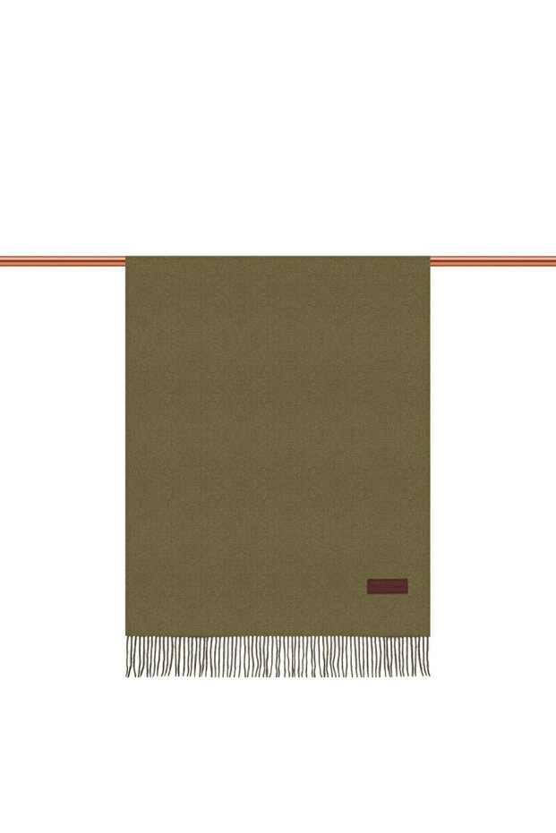 Khaki Solid Color Winter Shawl - 2