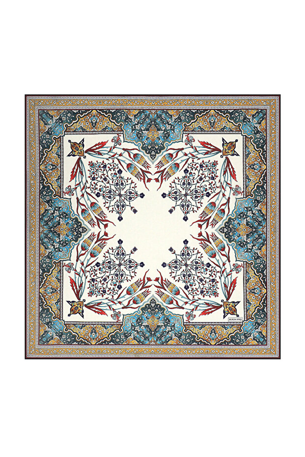 Tulip Patterned Mustard Soft Scarf - 1