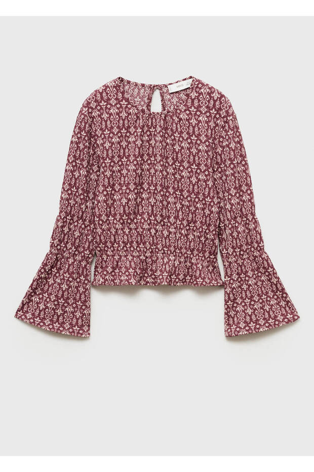 Gemusterte Bluse mit Raffungen - 3