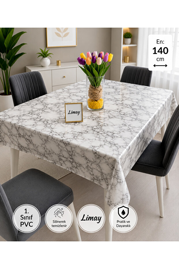 Marble Patterned Tablecloth 1stClass Pvc/erasable/washable - 1
