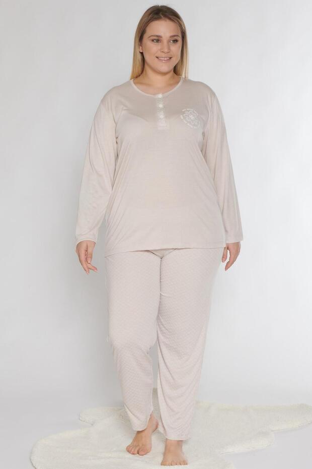 Plus Size Long Sleeve Seasonal Pajama Set Viscose B790-38