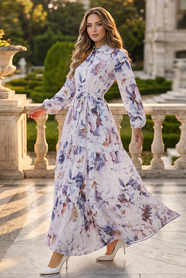 Rochie hijab cu model Ecru 585 - 2