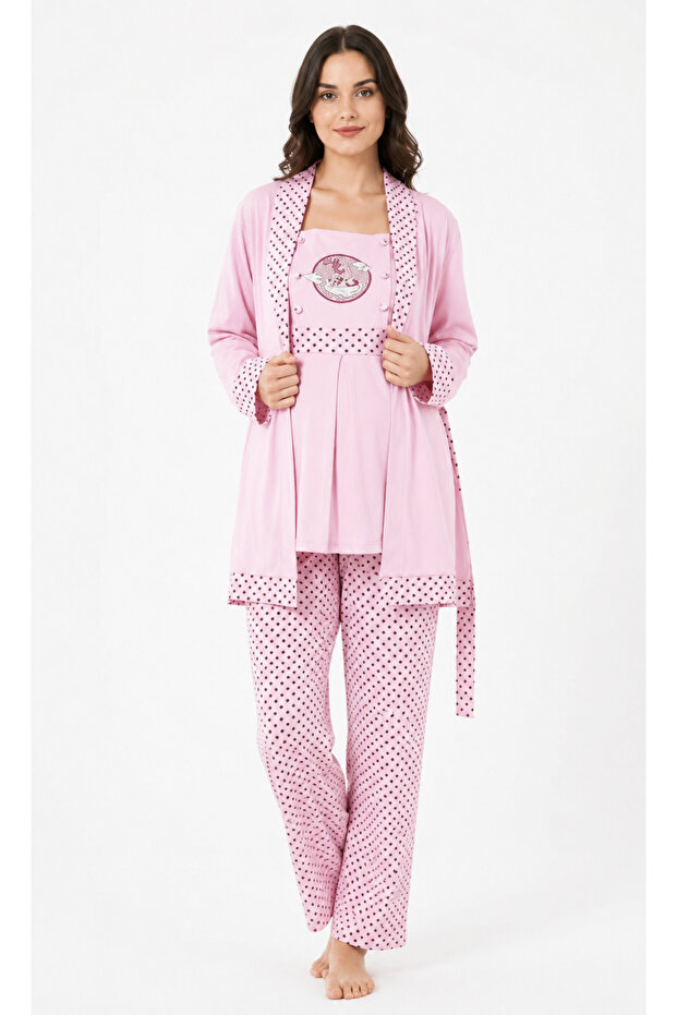 3-Piece Maternity Pajama Set with Nursing Features