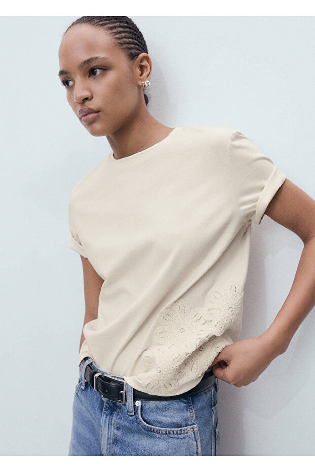 Floral Embroidered Cotton T-Shirt