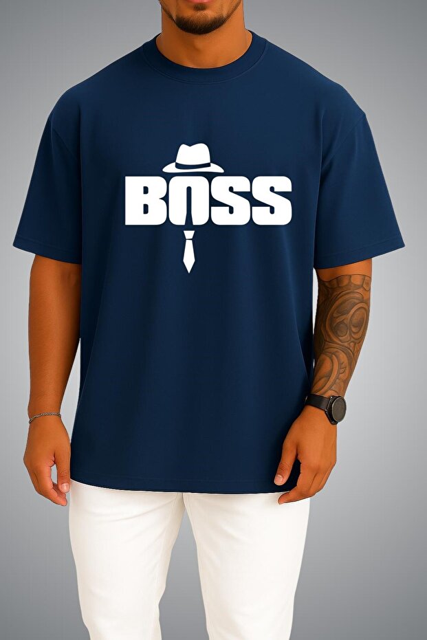 Oversize Father's Day Boss Chest Printed Unisex T-Shirt