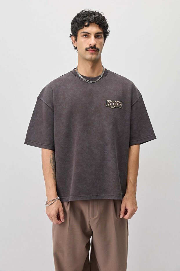 Oversized printed t-shirt - coffee