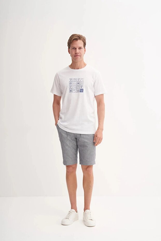 Slim Fit Crew Neck Cotton Patterned T-Shirt 4041
