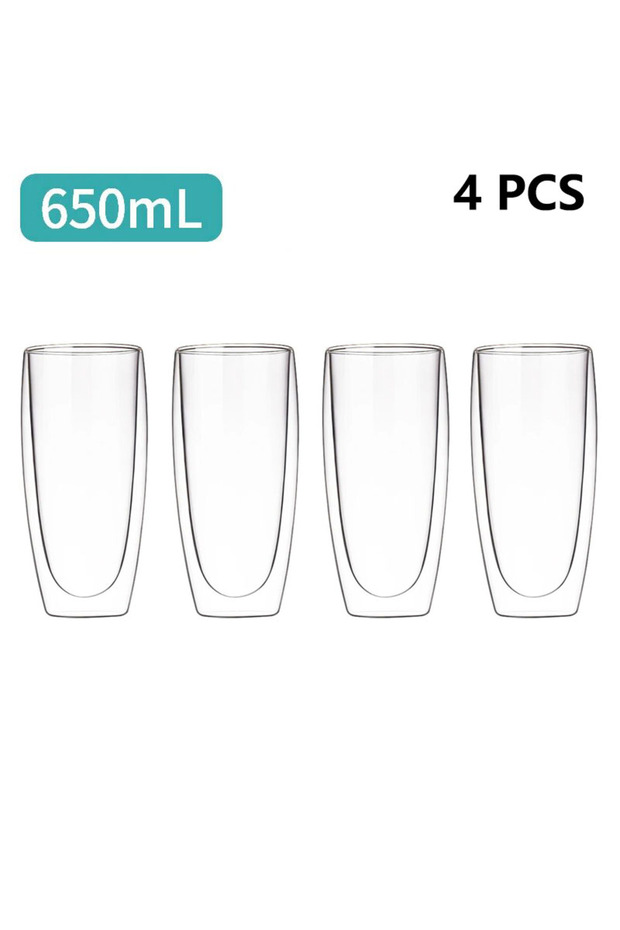 Ship within 24 hours Style A 650ML 4pcs Transparent Glass Coffee Cup Milk Whiskey Tea Beer Double Cr