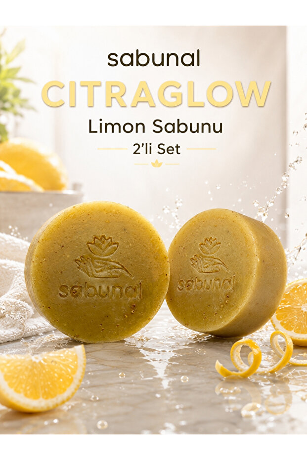 CITRAGLOW صابون الليمون 2 قطعة - صابون طبيعي بالليمون للحصول على مظهر نابض بالحياة ومشرق