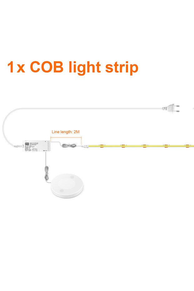 قابس طاقة الاتحاد الأوروبي 2 متر أبيض محايد 1 قطعة شريط LED قابل للتعتيم ضوء خزانة LED شريط COB رف المطبخ مقلاة