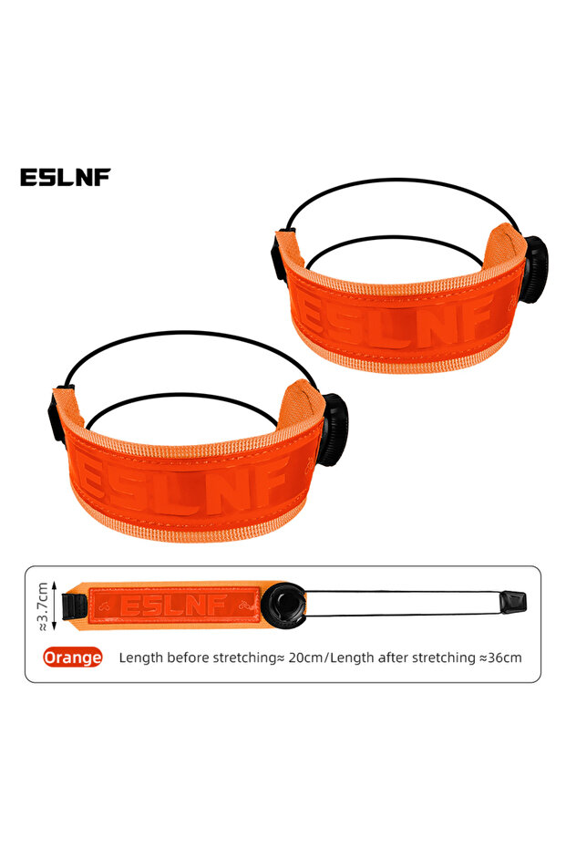 حزام كاحل للدراجات قابل للتعديل من Orange 2P ESLNF مع مشبك دوار عاكس للضوء، عالي الوضوح للركوب الليلي