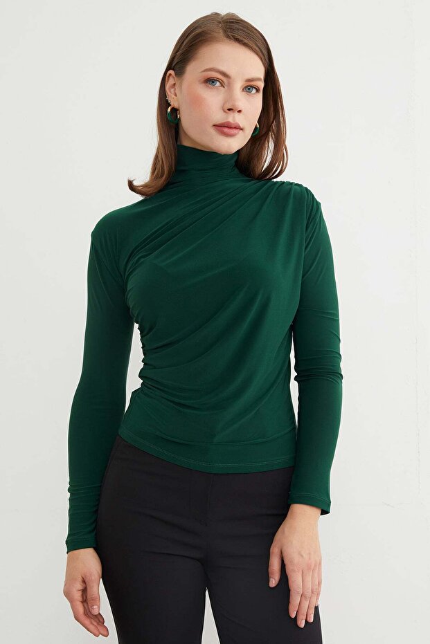 Basic Side Gathered Blouse - 2