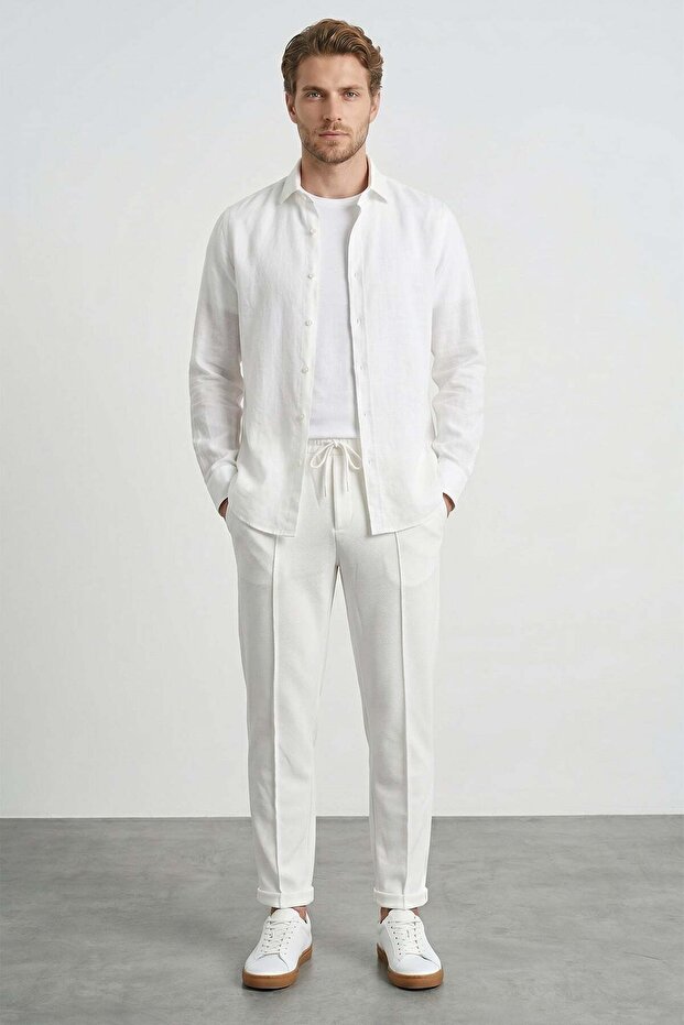 Elastic Waist Double-Legged Green Trousers