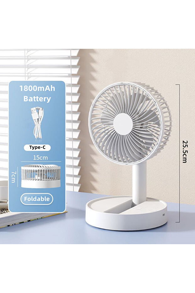 1800mAh Battery USB Foldable Fan with 4 Speeds & Timing,Battery Operated Mini Fan for Bedroom, Indoo
