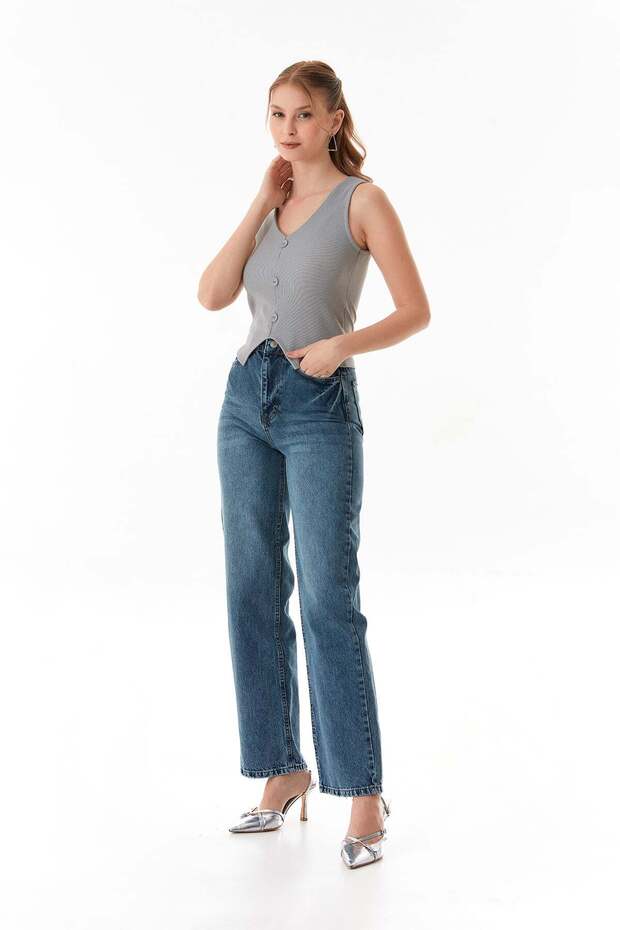 Basic Corded Buttoned Vest - 2