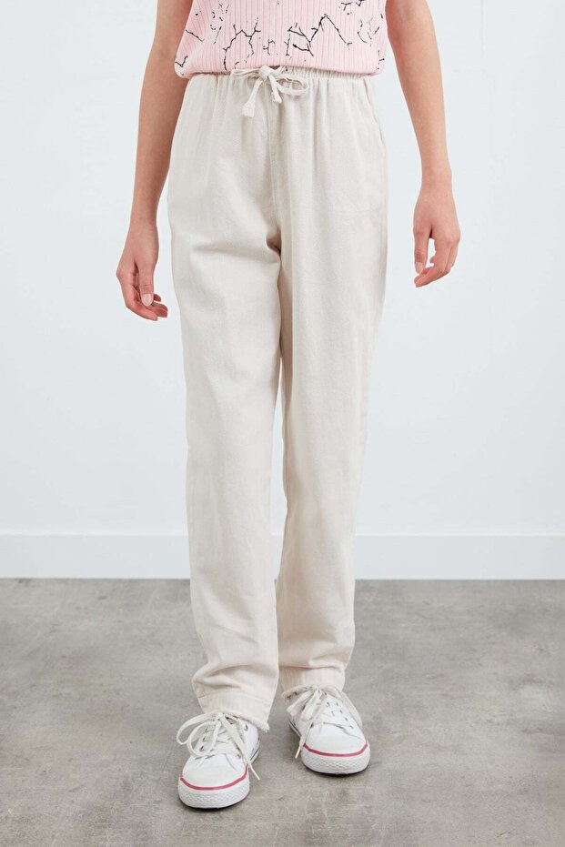Elastic Waist Tasseled Trousers