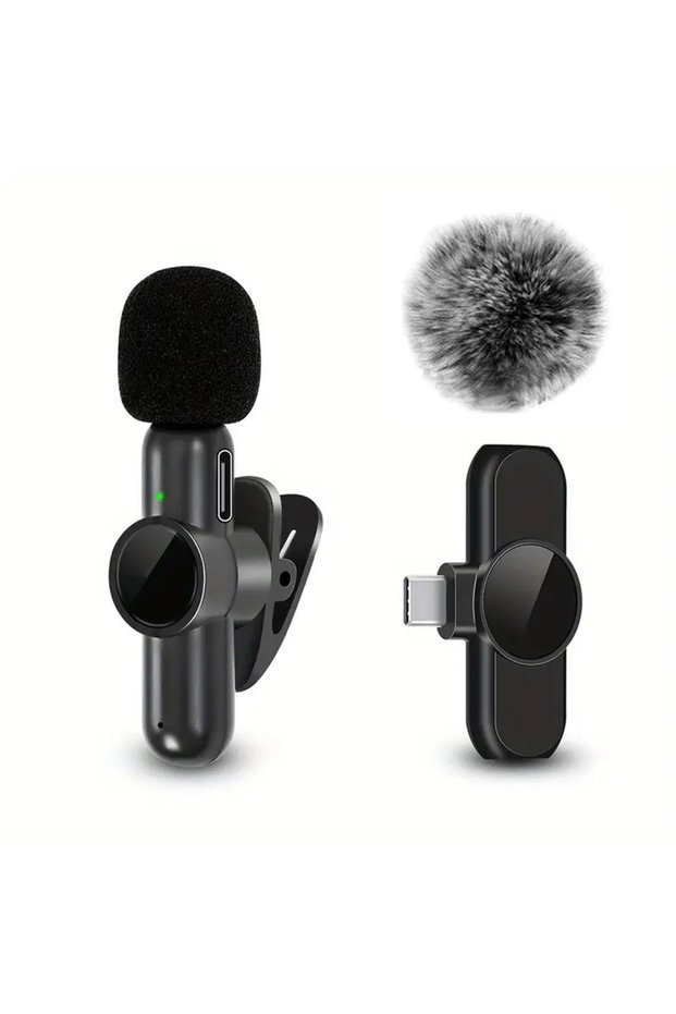 1in1 For Type-C Wireless Lavalier Microphone With Windproof Cover Audio Video Recording Mini Mic For