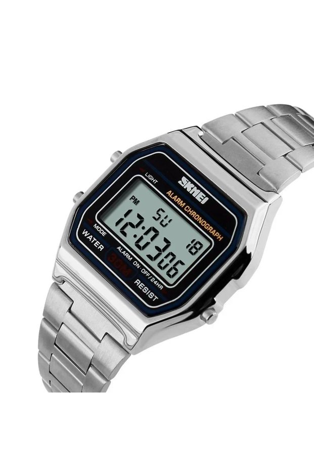 Skmei silver Skmei 3Bar Waterproof Digital Watch Reloj Hombre For Casual Sport 1123 Fashion Men Stai