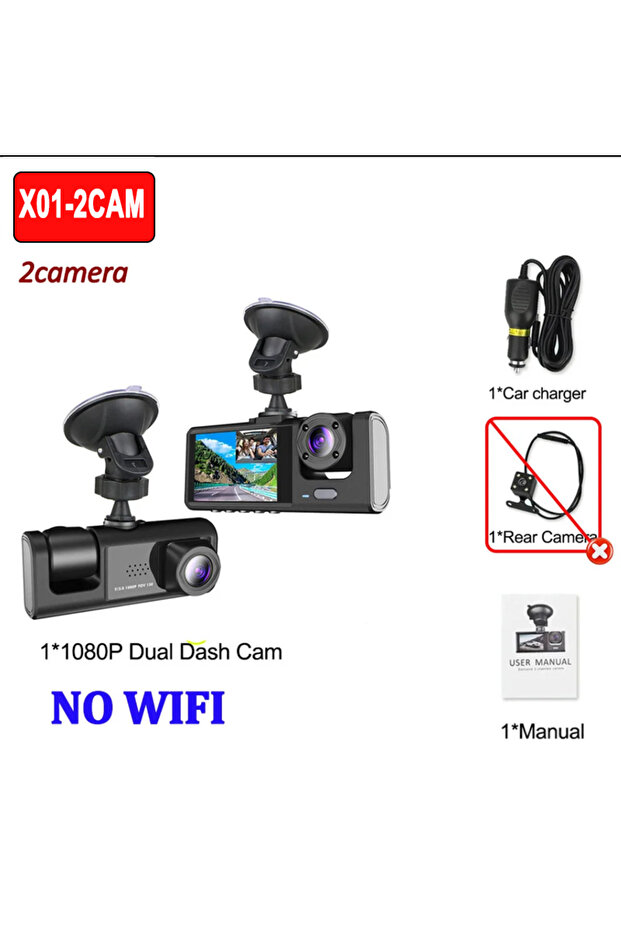 NONE X01-NO WIFI-2CAM 2/3Camera WIFI/NO WIFI Dash Cam Cabin Car Dvr 1080P Interior Vehicle Three Way