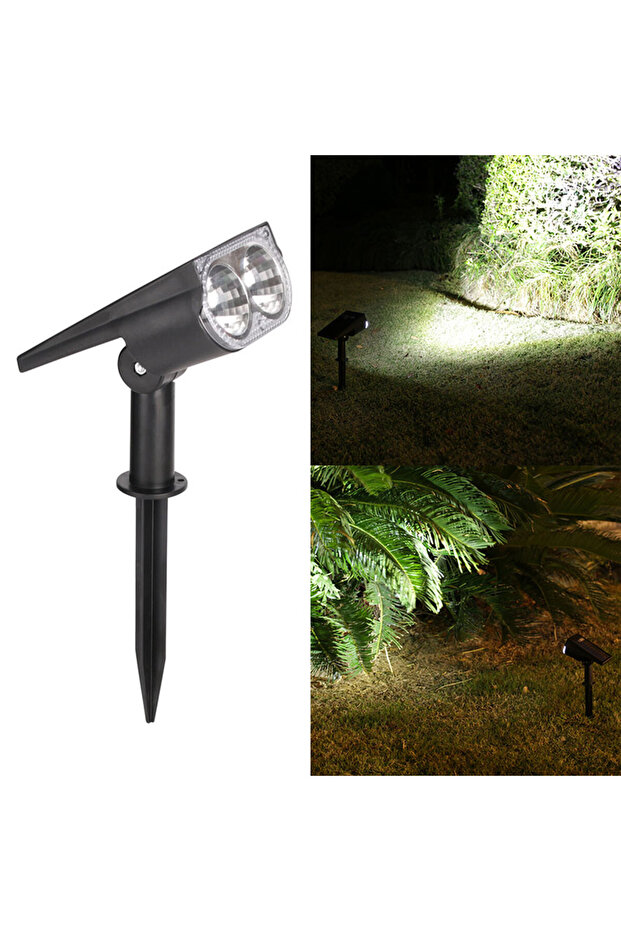 2LED white light Solar Spotlights with Ground/Wall Mount, Auto ON/OFF LED Landscape Lighting for Gar