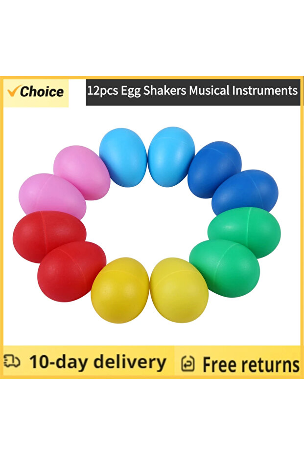12Pcs Egg Shakers Musical Instruments Percussion Egg for Kids Toys Plastic Easter Egg Shaker for ...