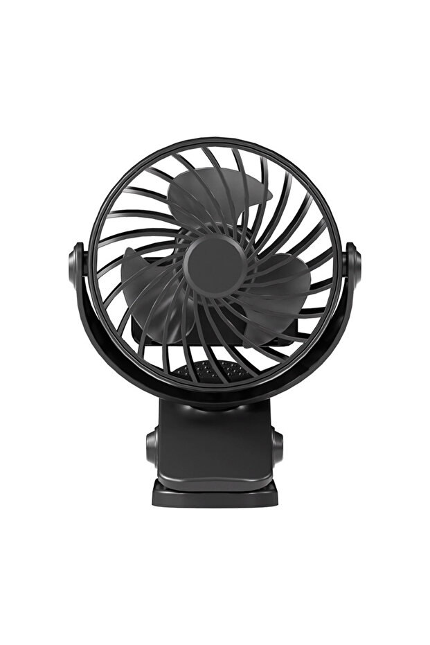 black Portable Rechargeable Electric Fan 720° Rotating Hanging Clip Fan with NightLight Office Bedro