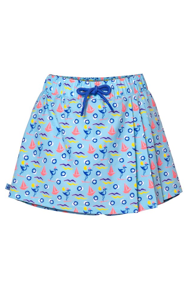 Seagull Breeze Women’s Skort – Elastic Waist with Drawstring, Cute Ocean Print, Soft Fabric