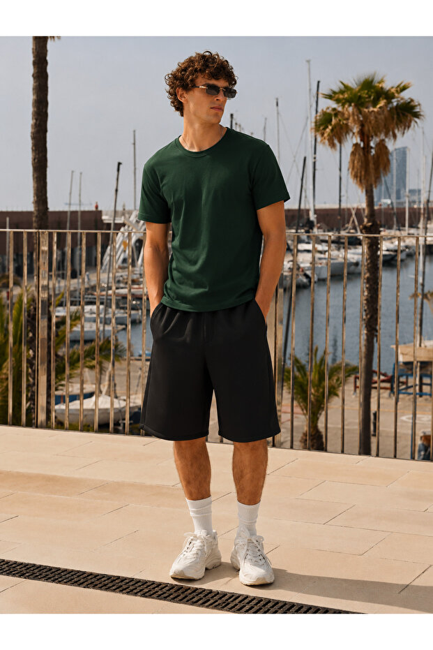 Men's Trend Crew Neck Comfortable Basic Green T-Shirt