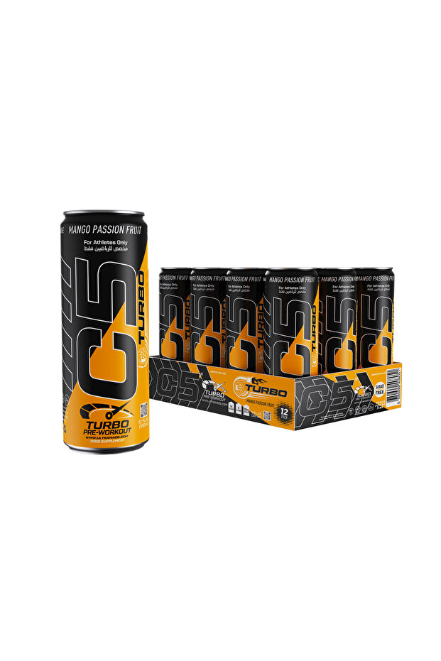 Turbo Pre - Workout Drink - Passion Fruit Mango - 355 ml | 200 mg Caffeine - Pre-Workout &