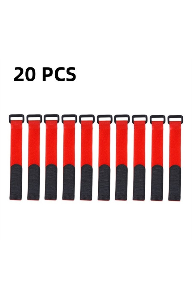 red 20pcs Fishing Rod Tie Holder Strap Suspender Fastener Hook Loop Ties Belt Fishing Rod Strapping