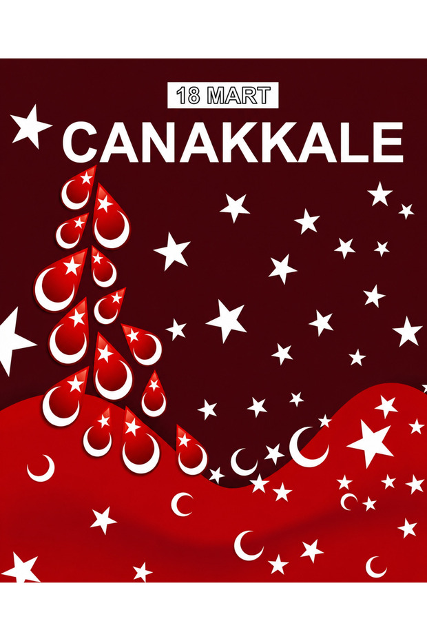 250X200 cm Spliced Stitched Fabric School Event Backdrop, Canakkale Board, March 18 Board