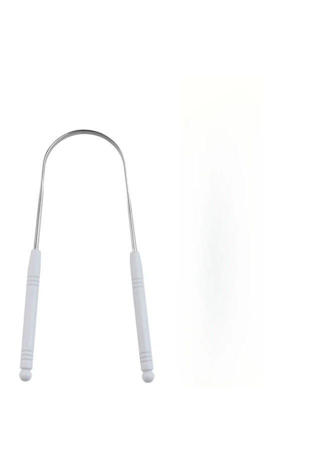 1pcs White(pp Bag) 1PCS Stainless Steel Tongue Scraper Oral Tongue Cleaner Brush Tongue Toothbrush O