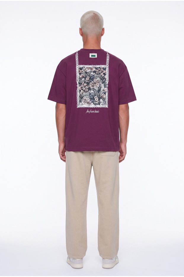 Men's Ffb Vintage Embroidered Oversize T-Shirt Cherry