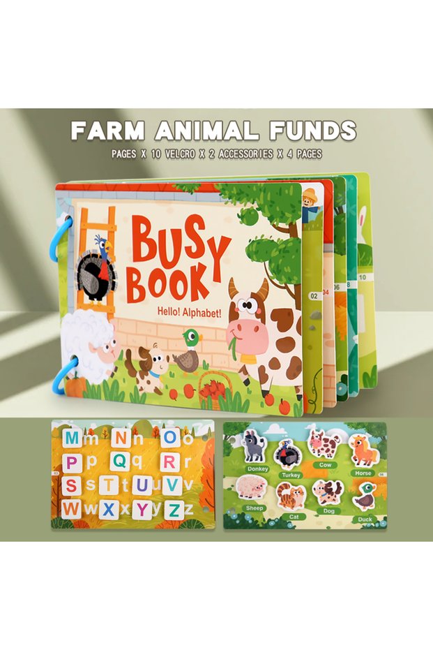 Farm animal Montessori Baby Busy Book My First Quiet Book Paste Early Learning Education Toy Childre