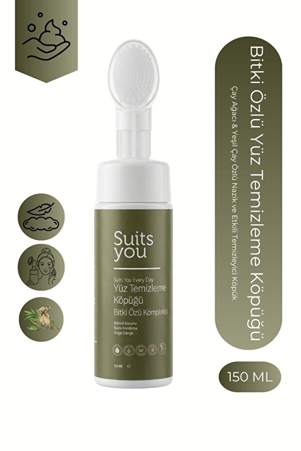 Plant Extract Soft Facial Cleansing Foam 150 ml | Silicone Headed | Tea Tree & Cucumber Extract