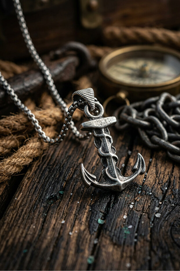 Gothic Anchor Handcrafted Stainless Steel Chain Men's Necklace