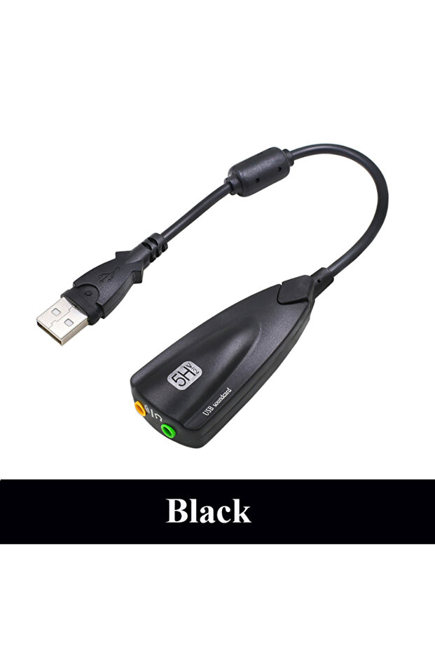 Black 5HV2 Stereo 7.1 Channel with Cable Sound Card USB Sound Card Computer Games Dedicated External