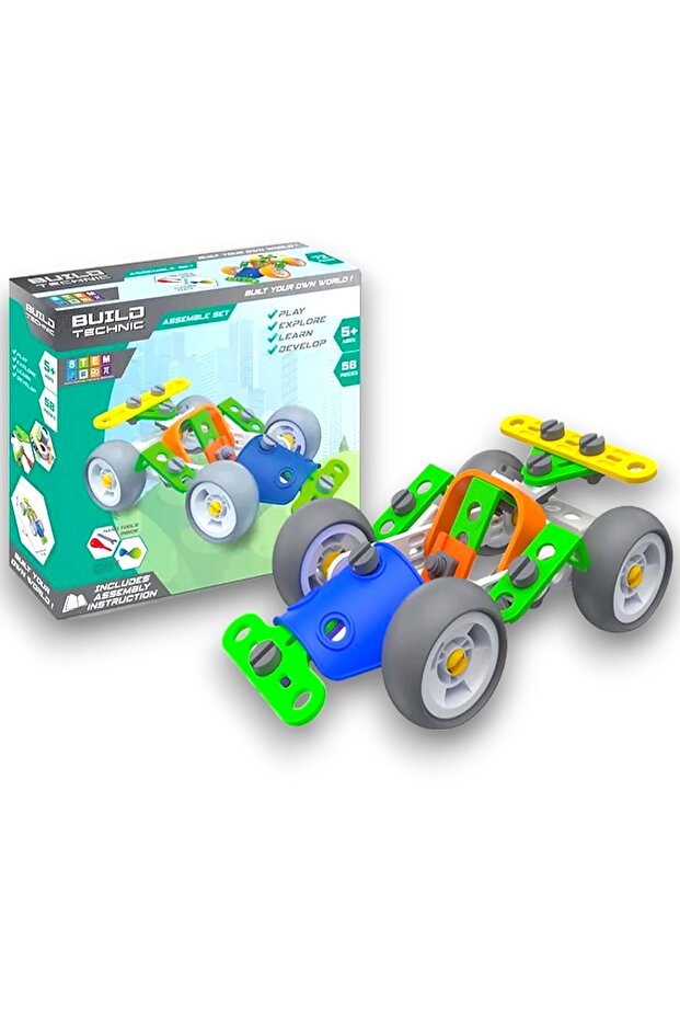 مجموعة بناء كتلة السيارة Go-kart المكونة من 58 قطعة